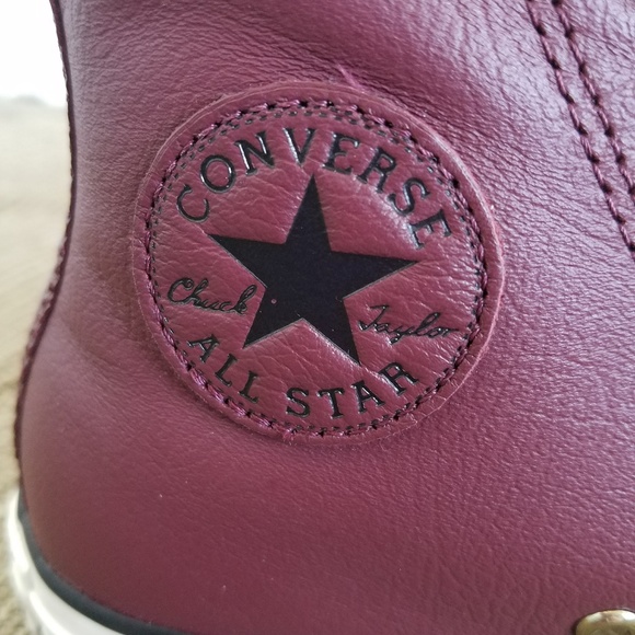 maroon leather converse